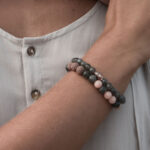 Labradorit und Rosa Jade mit Jawan und Buddha