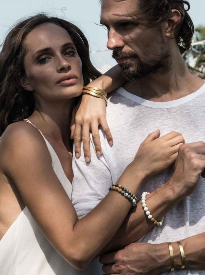 Perlen-Armband-Damen-Herren-Gold m